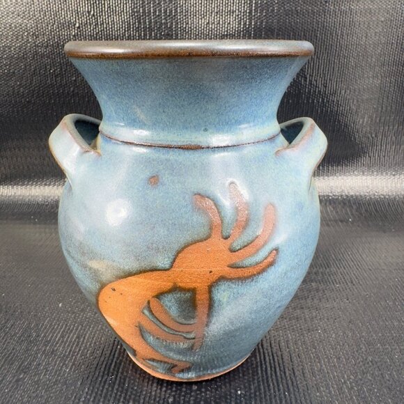 Hand Made RedWare Pottery Vase Vessel Salado Texas Kokopelli Pattern Signed Vase - Picture 11 of 13